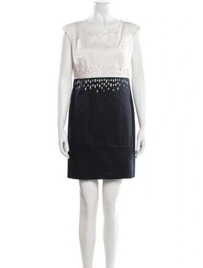 Pre-owned Lafayette 148 Bateau Neckline Mini Dress In Blue