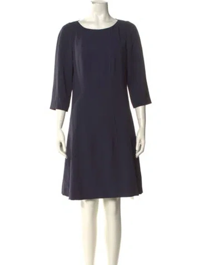 Pre-owned Lafayette 148 Bateau Neckline Mini Dress In Blue