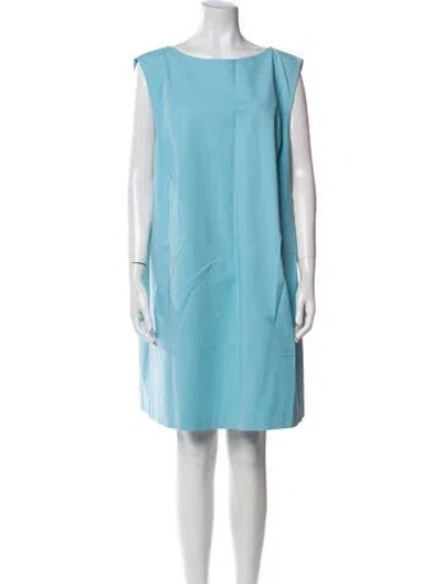Pre-owned Lafayette 148 Bateau Neckline Mini Dress In Blue