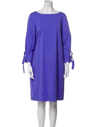 Pre-owned Lafayette 148 Bateau Neckline Mini Dress In Blue