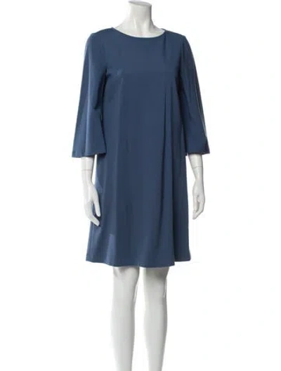 Pre-owned Lafayette 148 Bateau Neckline Mini Dress In Blue