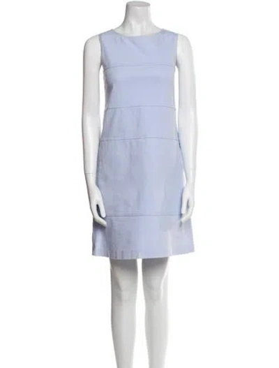 Pre-owned Lafayette 148 Bateau Neckline Mini Dress In Blue