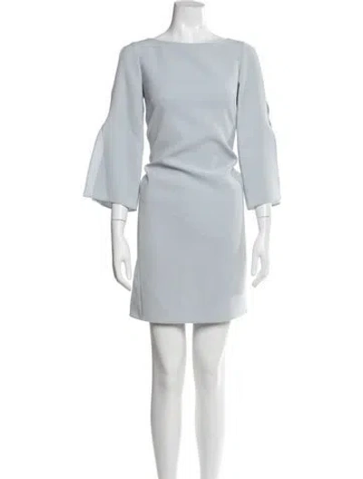 Pre-owned Lafayette 148 Bateau Neckline Mini Dress In Blue