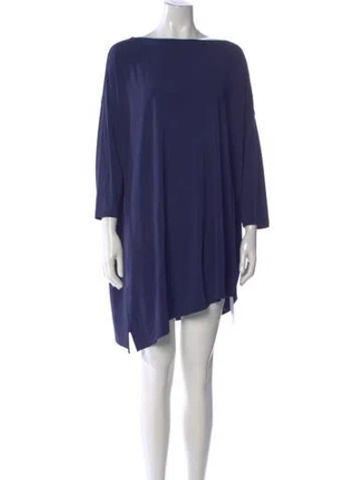 Pre-owned Lafayette 148 Bateau Neckline Mini Dress In Blue