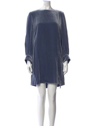 Pre-owned Lafayette 148 Bateau Neckline Mini Dress In Blue