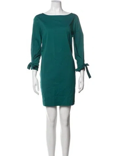 Pre-owned Lafayette 148 Bateau Neckline Mini Dress In Blue