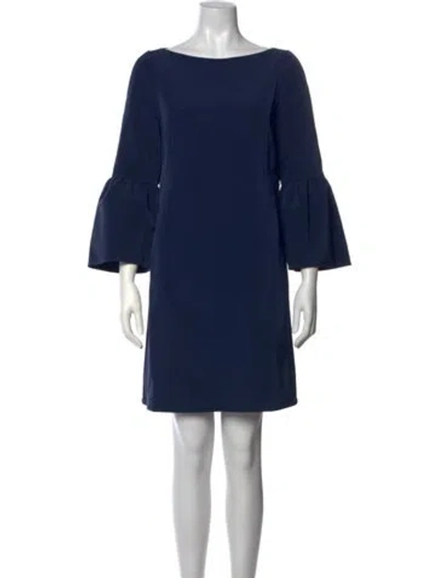 Pre-owned Lafayette 148 Bateau Neckline Mini Dress In Blue