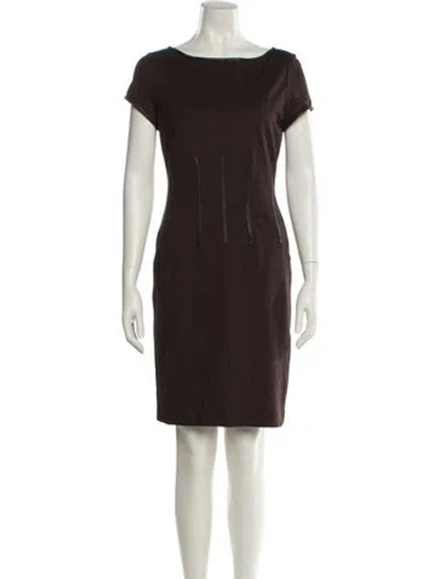 Pre-owned Lafayette 148 Bateau Neckline Mini Dress In Brown