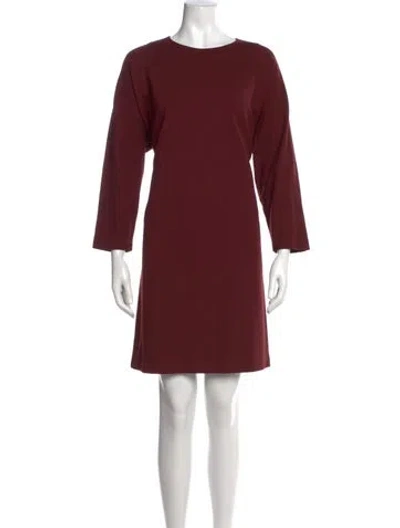 Pre-owned Lafayette 148 Bateau Neckline Mini Dress In Burgundy