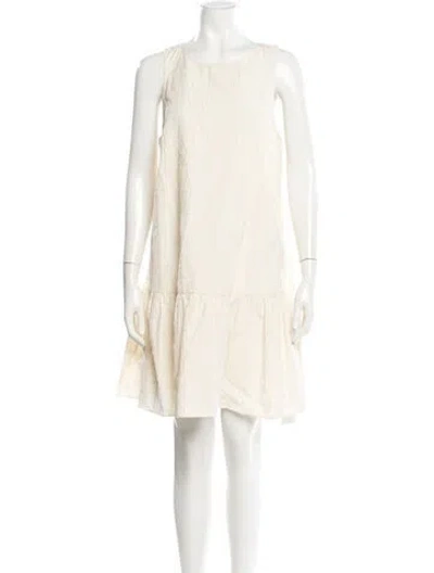 Pre-owned Lafayette 148 Bateau Neckline Mini Dress In Neutrals