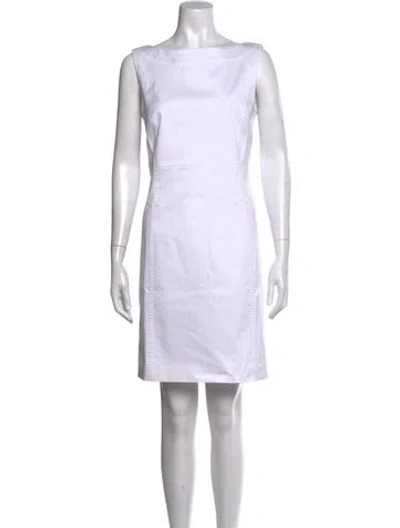 Pre-owned Lafayette 148 Bateau Neckline Mini Dress In Neutrals