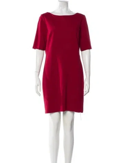 Pre-owned Lafayette 148 Bateau Neckline Mini Dress In Red