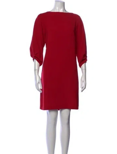 Pre-owned Lafayette 148 Bateau Neckline Mini Dress In Red