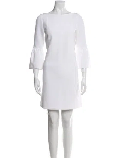 Pre-owned Lafayette 148 Bateau Neckline Mini Dress In White