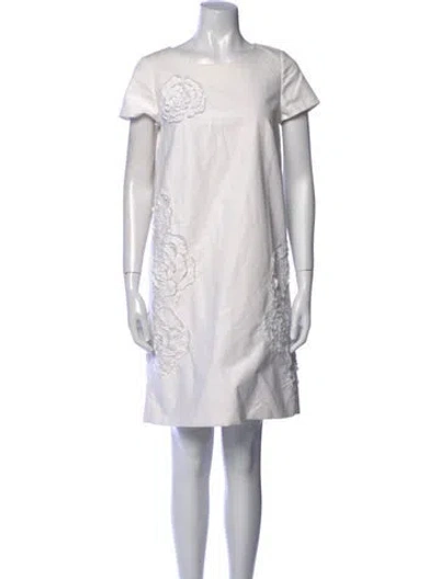 Pre-owned Lafayette 148 Bateau Neckline Mini Dress In White