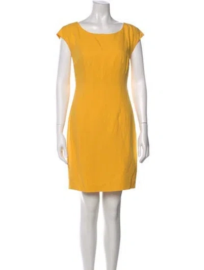 Pre-owned Lafayette 148 Bateau Neckline Mini Dress In Yellow