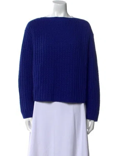 Pre-owned Lafayette 148 Bateau Neckline Sweater In Blue