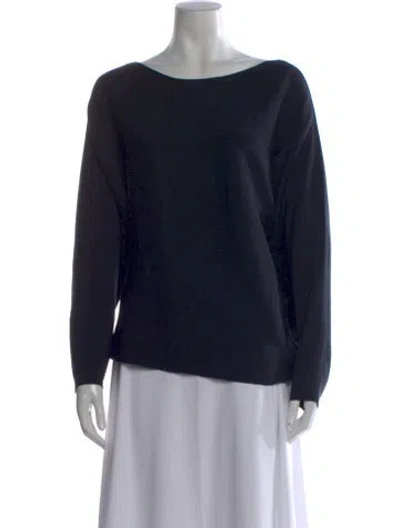 Pre-owned Lafayette 148 Bateau Neckline Sweater In Blue