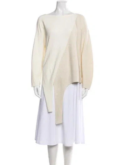 Pre-owned Lafayette 148 Bateau Neckline Sweater In Neutral