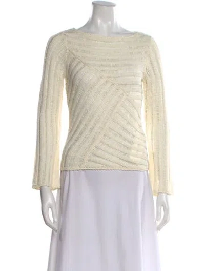 Pre-owned Lafayette 148 Bateau Neckline Sweater In Neutral
