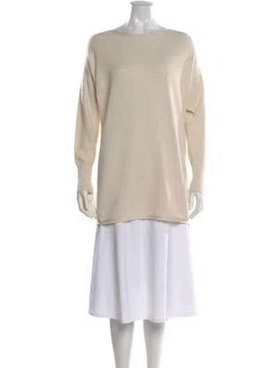 Pre-owned Lafayette 148 Bateau Neckline Sweater In Neutral