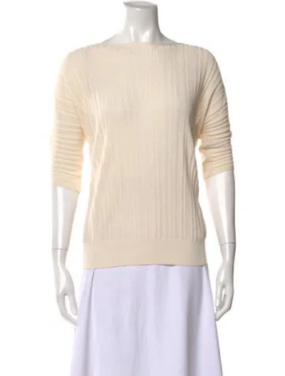 Pre-owned Lafayette 148 Bateau Neckline Sweater In Neutral