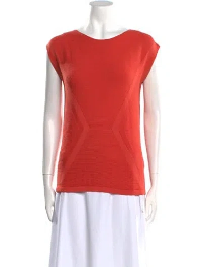 Pre-owned Lafayette 148 Bateau Neckline Sweater In Red