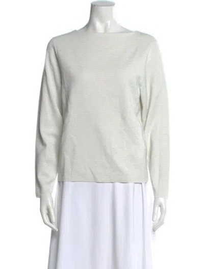 Pre-owned Lafayette 148 Bateau Neckline Sweater W/ Tags In White