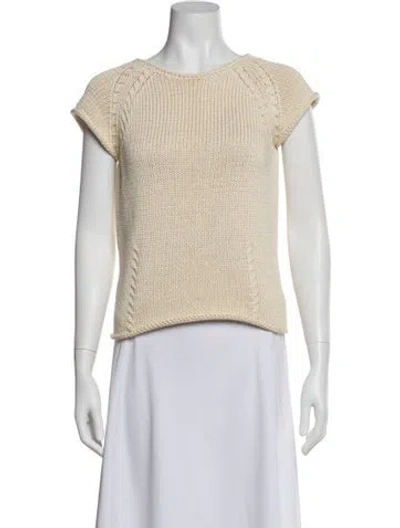 Pre-owned Lafayette 148 Bateau Neckline Sweater In White