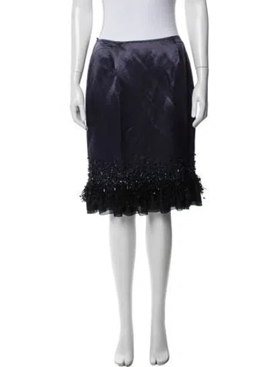 Pre-owned Lafayette 148 Beaded Accents Midi Length Skirt W/ Tags In Blue