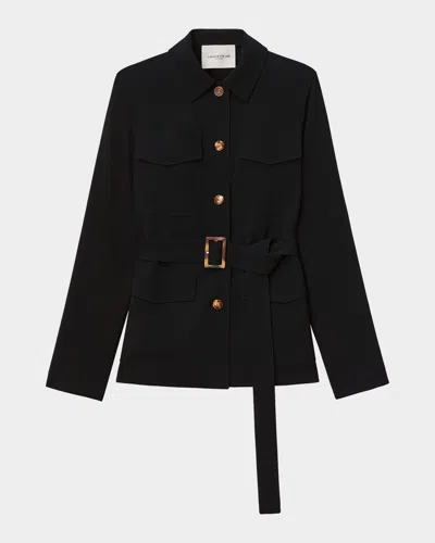 Lafayette 148 New York Belted Responsible Finesse Crepe Shirt Jacket In Black