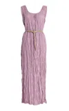 Lafayette 148 Plisse Belted Midi Sleeveless Dress