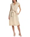 Lafayette 148 New York Belted High-low Silk & Linen-blend Mini Dress In Neutral