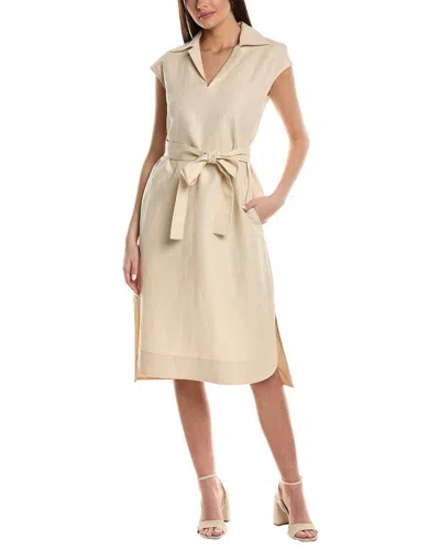 LAFAYETTE 148 BELTED HIGH-LOW SILK & LINEN-BLEND MINI DRESS