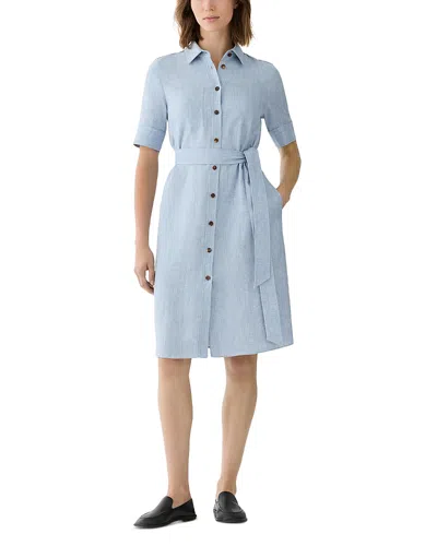 Lafayette 148 Belted Linen Shirtdress In Blue