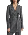 Lafayette 148 New York Belted Longline Linen Blazer In Gray