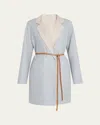 Lafayette 148 Belted Reversible Double-faced Jacket In Vision Bluetaupe