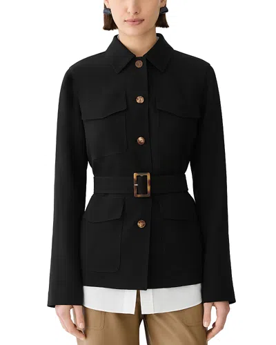 Lafayette 148 New York Belted Responsible Finesse Crepe Shirt Jacket In Black