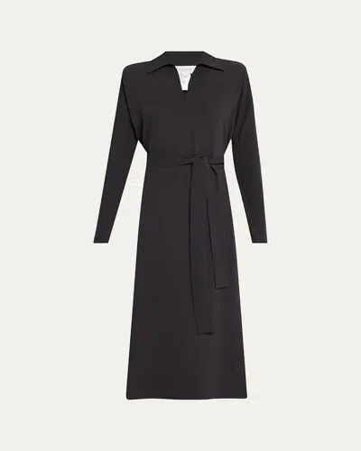 Lafayette 148 Belted Side Slit Midi Dress