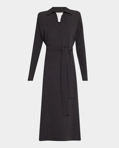 LAFAYETTE 148 BELTED SIDE SLIT MIDI DRESS