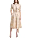 Lafayette 148 New York Belted Silk Shirtdress In Brown
