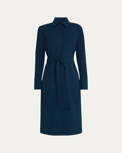 Lafayette 148 Belted Split-cuff Shirtdress In Lido Blue