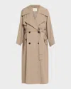 Lafayette 148 Belted Stretch Wool Oversized Trench Coat In Brown