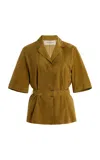 Lafayette 148 Belted Suede Jacket In Green