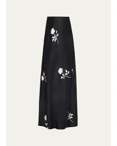 Lafayette 148 Bias-cut Floral Maxi Skirt In Black