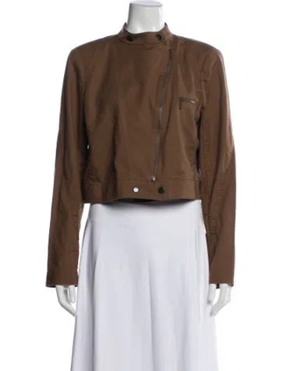 Pre-owned Lafayette 148 Biker Jacket In Brown