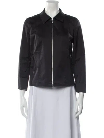 Pre-owned Lafayette 148 Biker Jacket In Gray