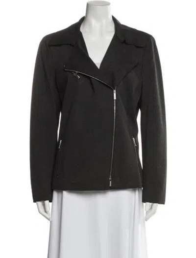 Pre-owned Lafayette 148 Biker Jacket In Gray