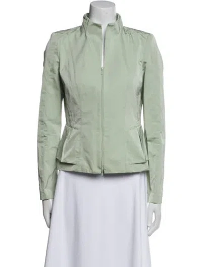 Pre-owned Lafayette 148 Biker Jacket In Green