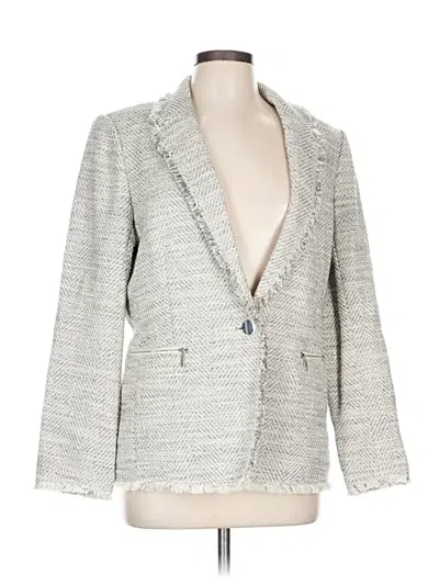 Pre-owned Lafayette 148 Blazer Jacket In Silver